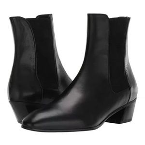 Stuart Weitzman Cleora Leather Ankle Chelsea Boots Black Size 10